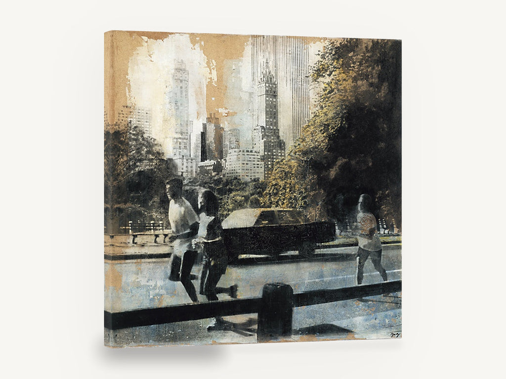 Park Drive Runners, retro city park runners, stretched canvas wall art print ready to hang
