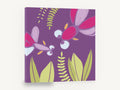 Purple Dragonfly Garden, purple bug garden kids illustration, kids canvas wall art print ready to hang