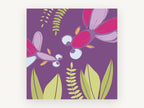 Purple Dragonfly Garden, purple bug garden kids illustration, kids canvas wall art print, front view