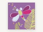 Plum Dragonfly Garden, purple dragonfly kids illustration, kids canvas wall art print, front view