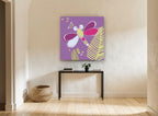 Plum Dragonfly Garden kids canvas print on the wall of a hallway