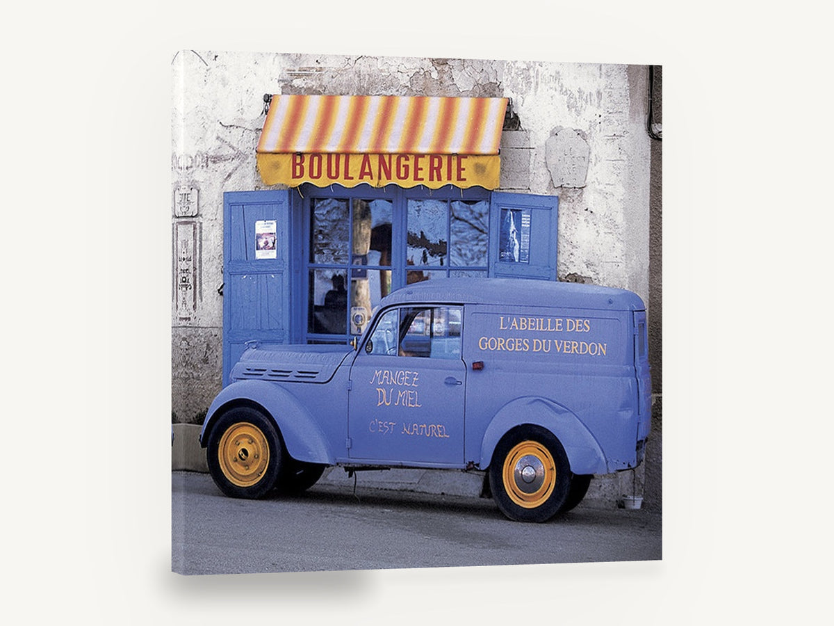 Honey Van Boulangerie, vintage french honey van photograph, stretched canvas wall art print ready to hang