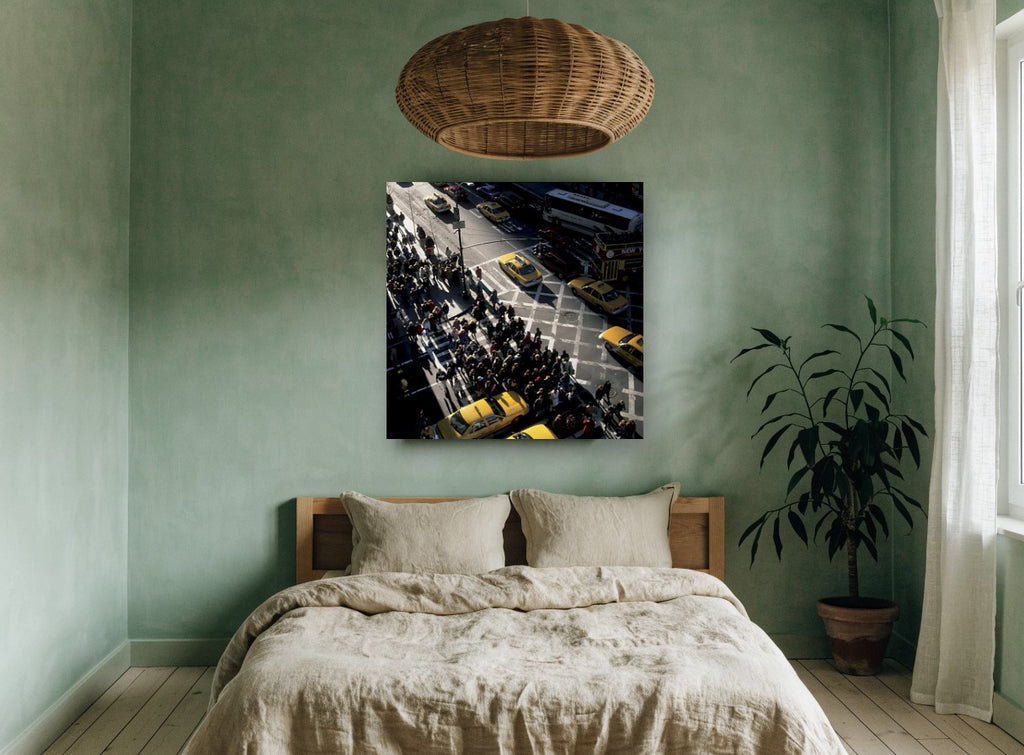 Crosswalk Rush Hour city canvas print on the wall of a bedroom