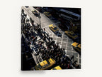 Crosswalk Rush Hour, new york yellow cabs crosswalk photograph, city canvas wall art print ready to hang