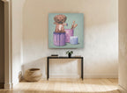 Paint Tin Pup animal canvas print on the wall of a hallway