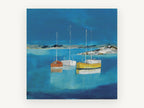 Three Boats at Rest, coastal canvas wall art print, front view
