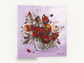 Red Poppies in Lilac, red poppies in vase textured floral, floral canvas wall art print ready to hang