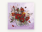Red Poppies in Lilac, floral canvas wall art print, front view