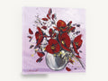Crimson Poppies in Silver, red poppies in vase textured floral, floral canvas wall art print ready to hang