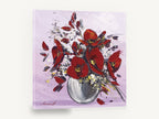 Crimson Poppies in Silver, red poppies in vase textured floral, floral canvas wall art print ready to hang