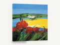 Poppies Above Yellow Fields, red poppies yellow field landscape, landscape canvas wall art print ready to hang