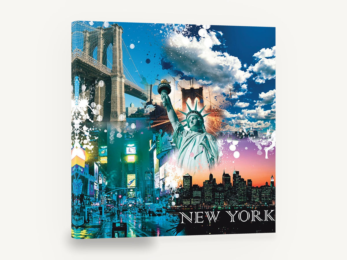 New York Collage, new york landmarks collage, city canvas wall art print ready to hang