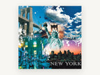 New York Collage, new york landmarks collage, city canvas wall art print, front view