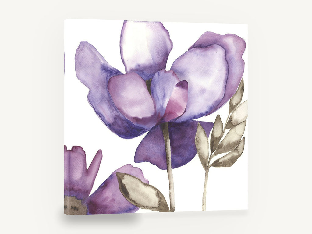 Lavender Petal Drift, purple flower watercolour botanical, floral canvas wall art print ready to hang