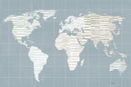 Calm World Map Grid Wall Art Print