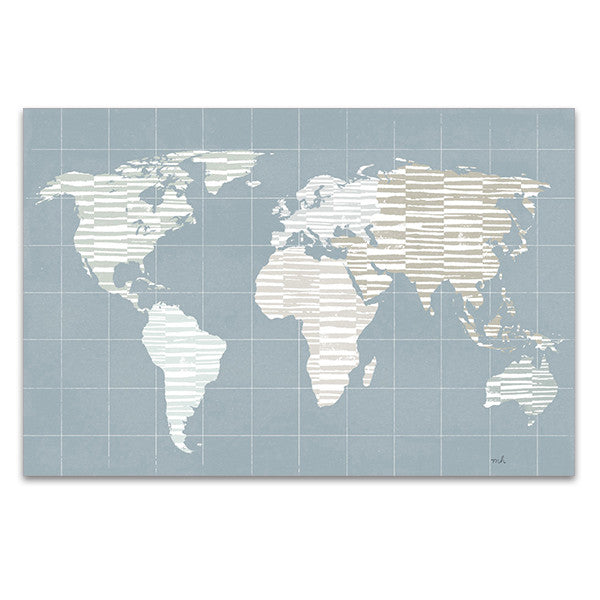 Calm World Map Grid Wall Art Print