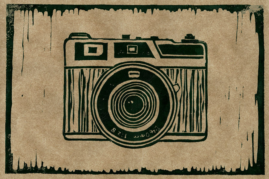 Camera Linocut D Wall Art Print