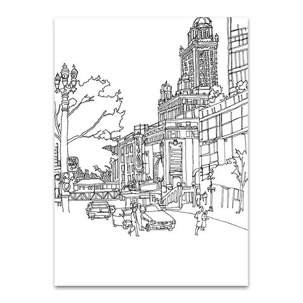 Chicago Cityscape Line Wall Art Print