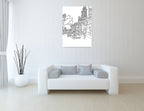 Chicago Cityscape Line Wall Art Print on the wall