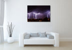 City Lightning Storm Wall Art Print on the wall