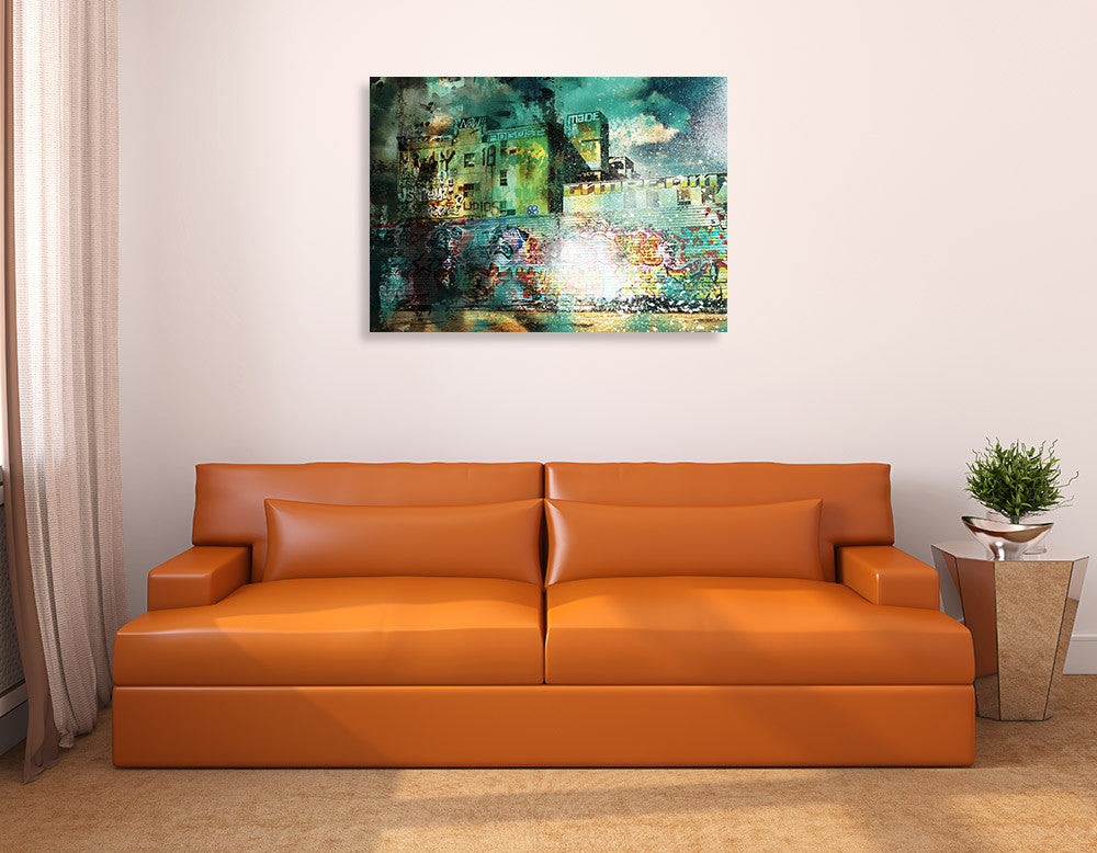 City Scrim A Wall Art Print on the wall
