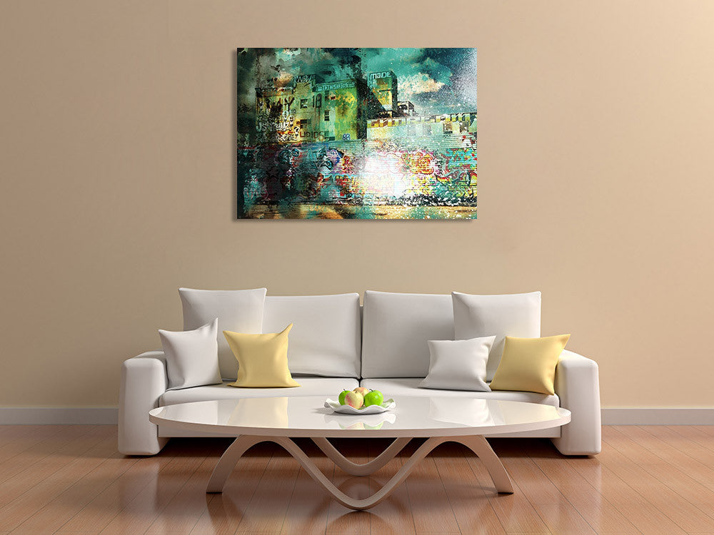 City Scrim A Wall Art Print on the wall
