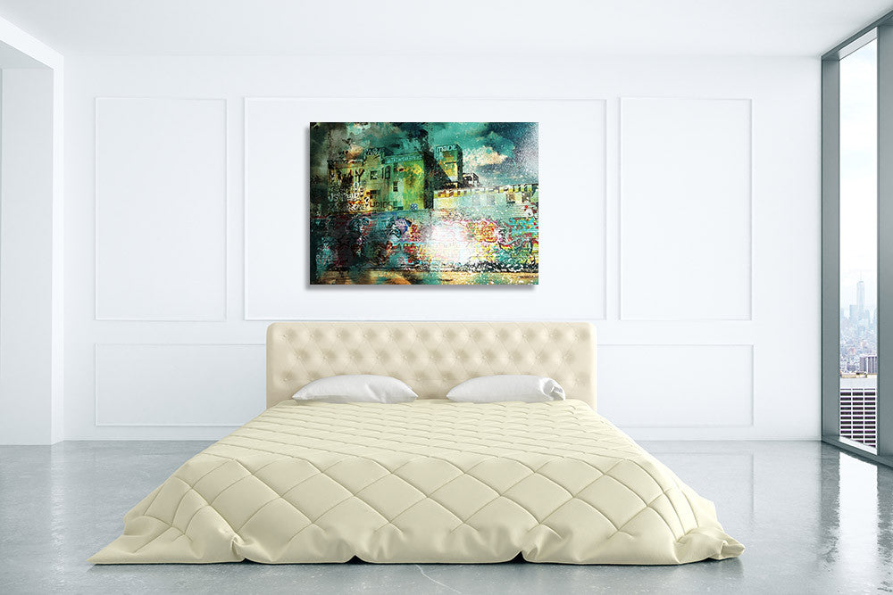 City Scrim A Wall Art Print on the wall