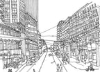 Cityscape Seattle Line Wall Art Print