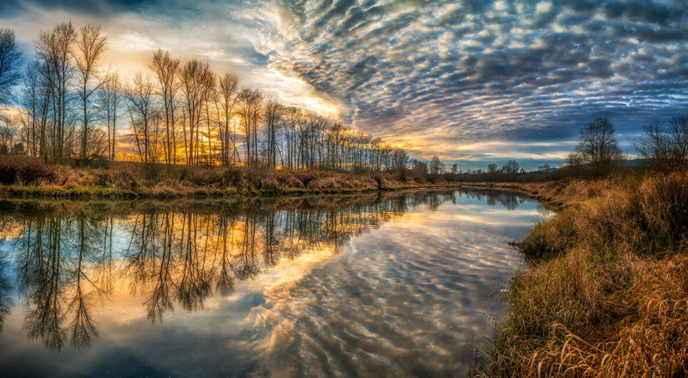 Clouds And River Wall Art Print