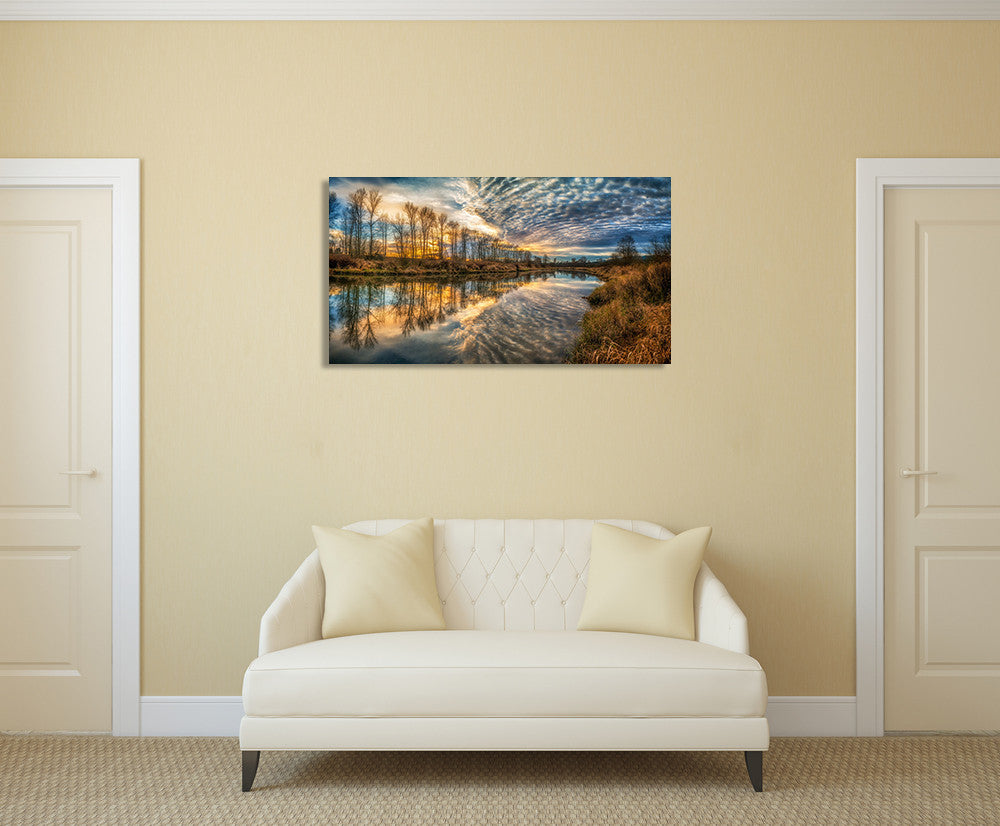 Clouds And River Wall Art Print on the wall