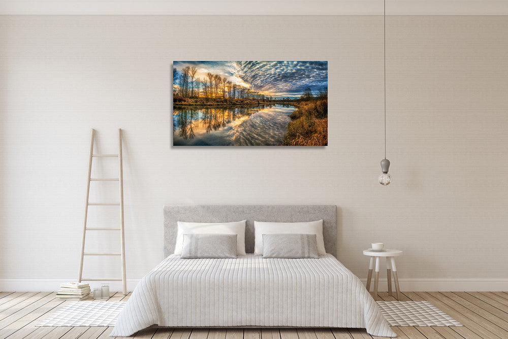 Clouds And River Wall Art Print on the wall