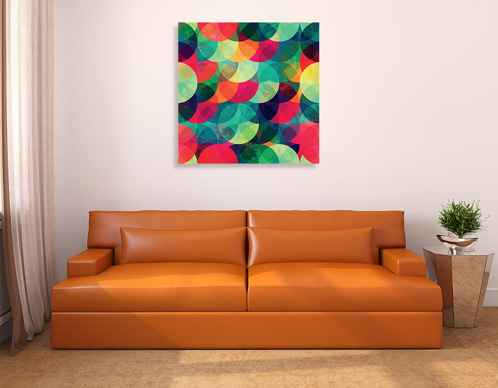 Colorful Circle Seamless Pattern Wall Art Print on the wall