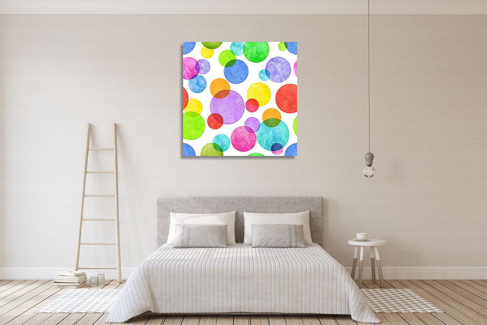 Colourful Bubbles Wall Art Print on the wall