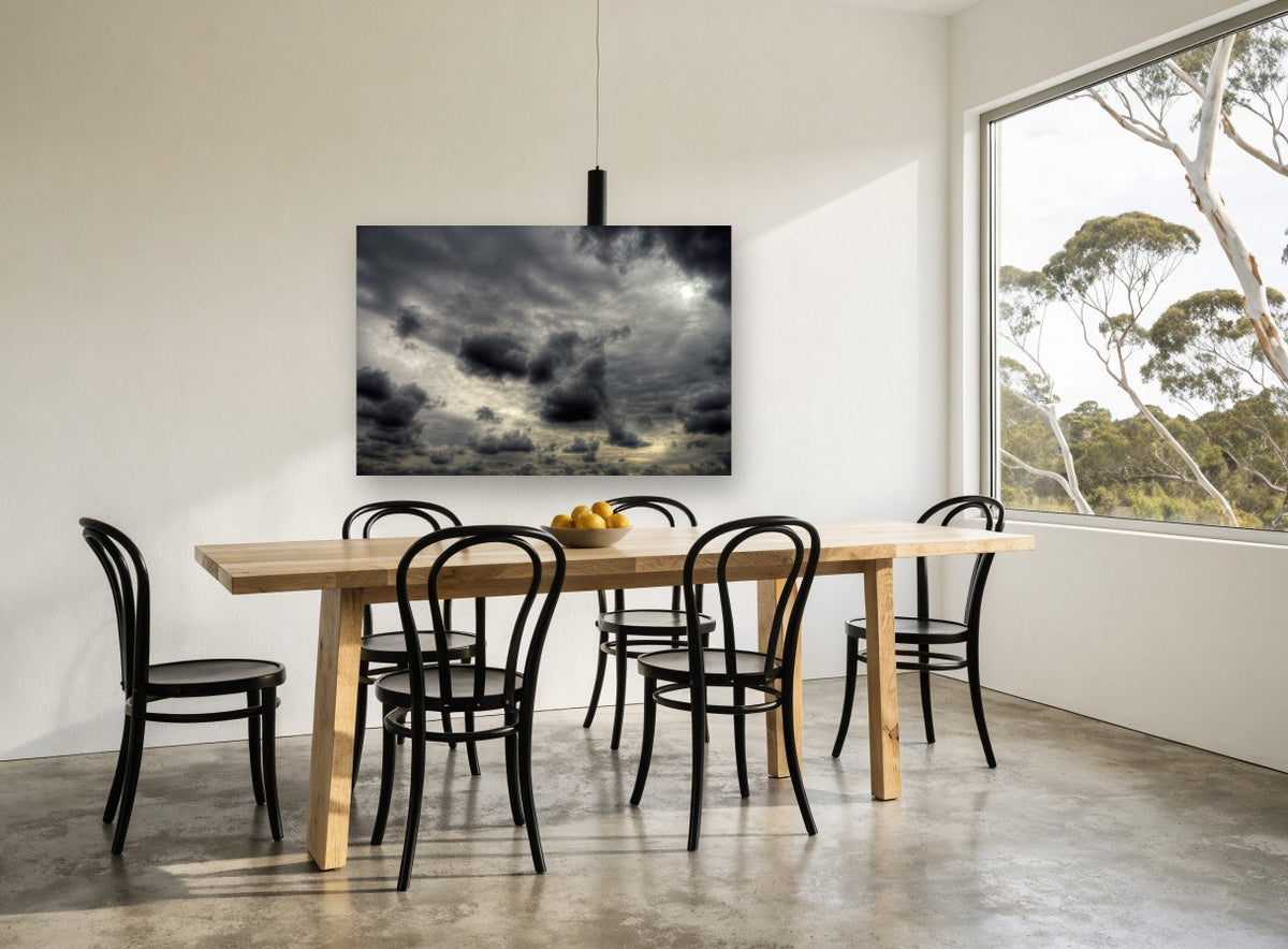 Brooding Cloud Field landscape canvas print on the wall of a dining room