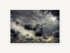 Brooding Cloud Field, dark storm clouds sky photograph, landscape canvas wall art print, front view
