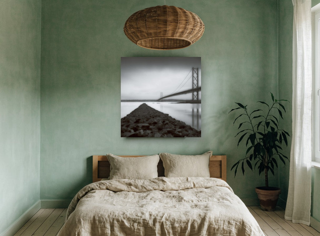 Causeway to the Bridge landscape canvas print on the wall of a bedroom