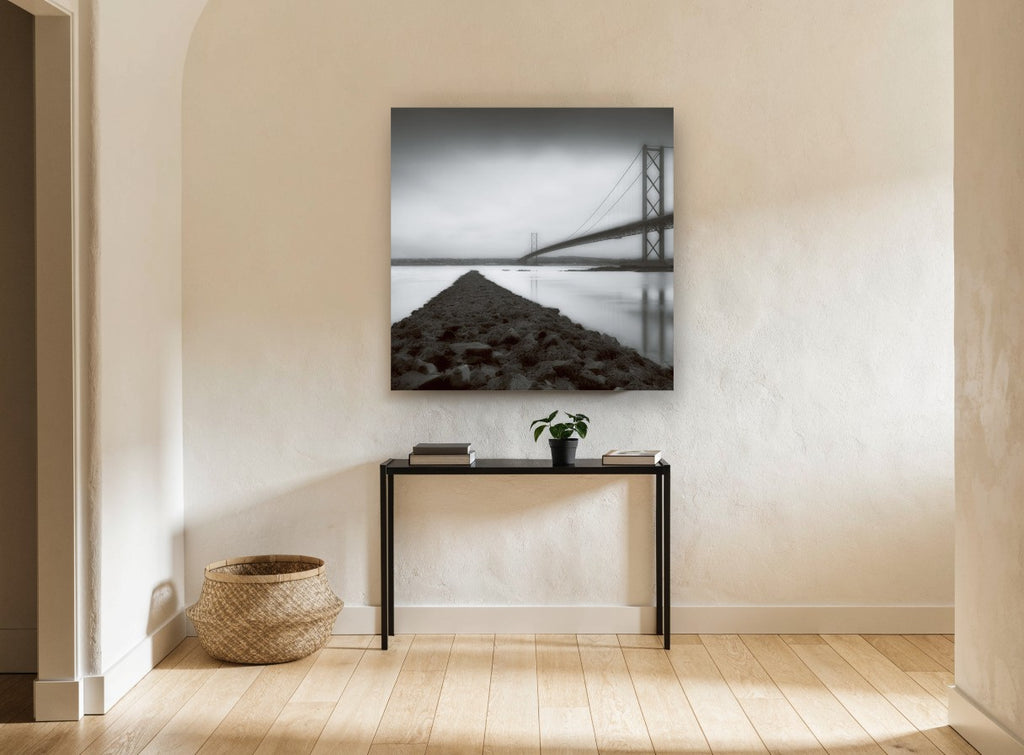 Causeway to the Bridge landscape canvas print on the wall of a hallway