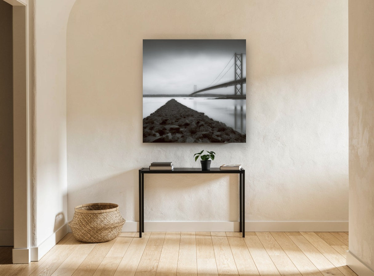 Causeway to the Bridge landscape canvas print on the wall of a hallway