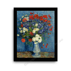 Cornflowers and Poppies Modern flat black frame