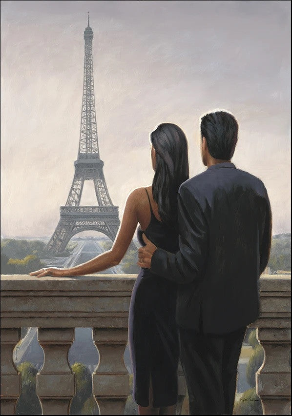 Couple Looking at Eiffel Tower Wall Print