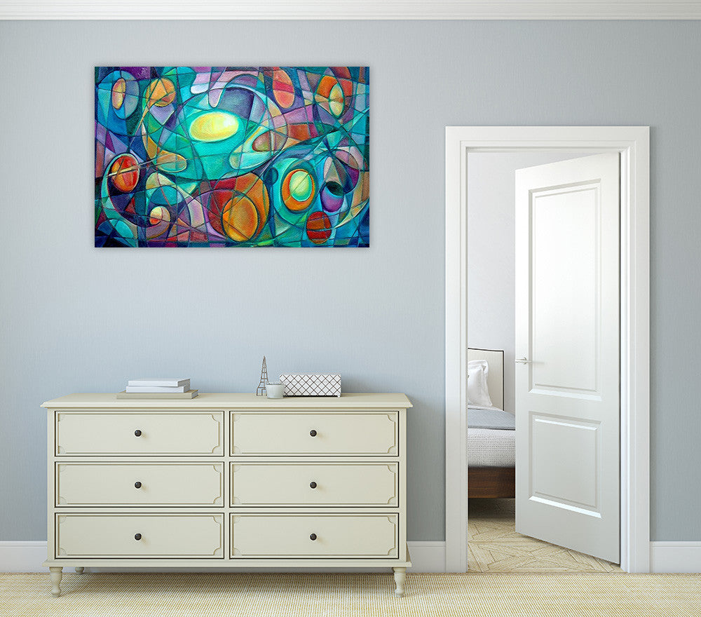 Cubism Abstract Wall Art Print on the wall