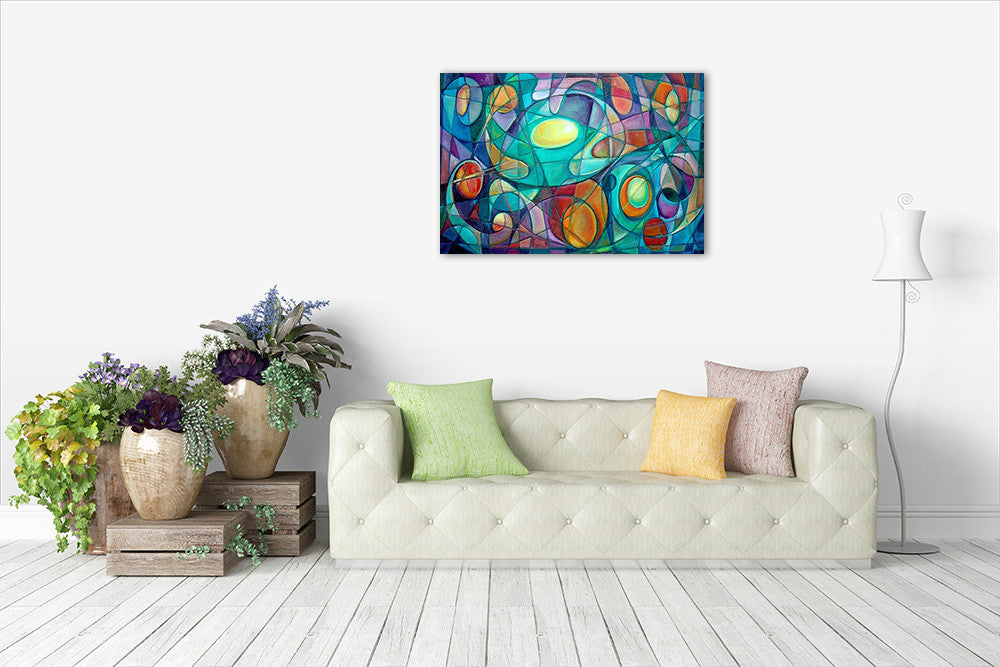 Cubism Abstract Wall Art Print on the wall