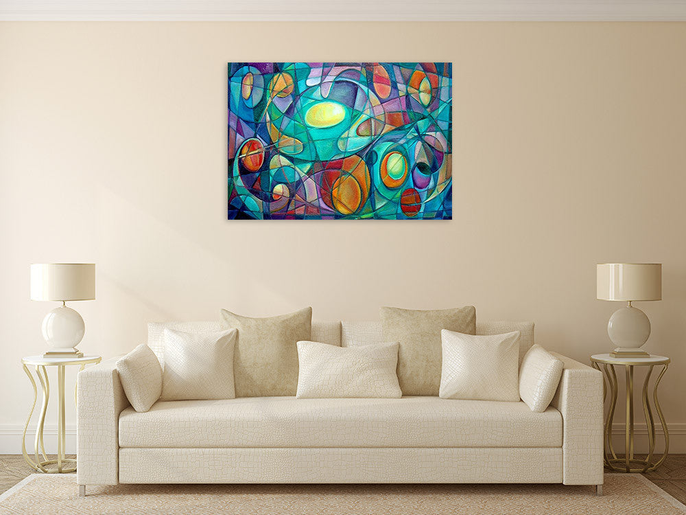 Cubism Abstract Wall Art Print on the wall