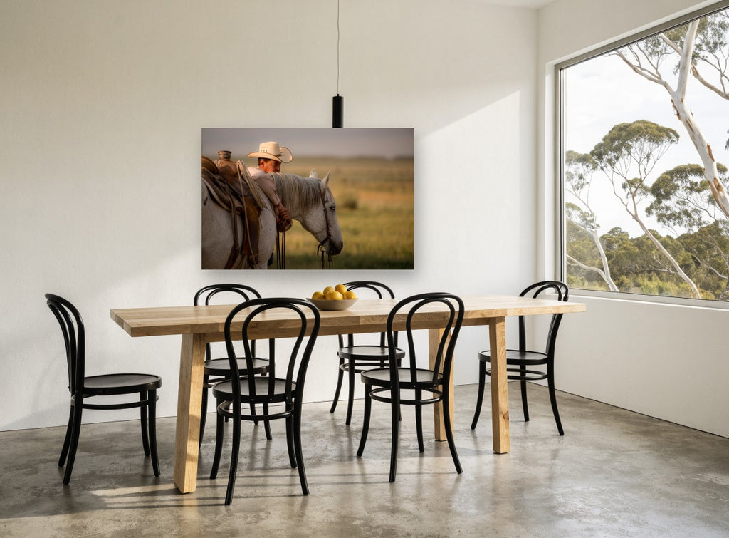 Quiet Rest at Dusk animal canvas print on the wall of a dining room