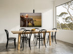 Quiet Rest at Dusk animal canvas print on the wall of a dining room