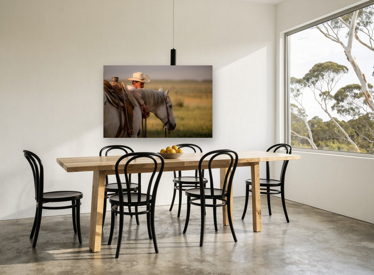 Quiet Rest at Dusk animal canvas print on the wall of a dining room
