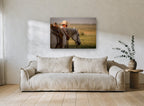 Quiet Rest at Dusk animal canvas print on the wall of a living room