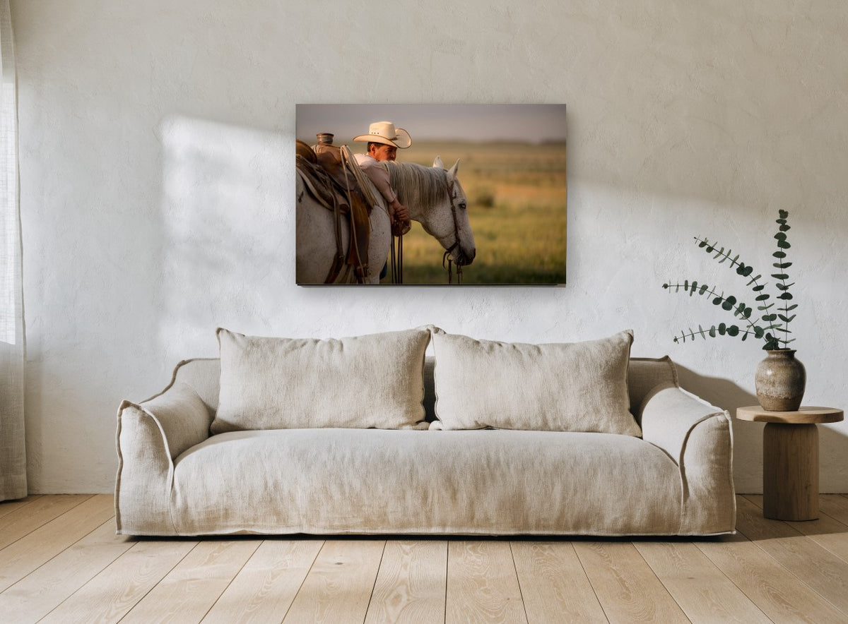 Quiet Rest at Dusk animal canvas print on the wall of a living room
