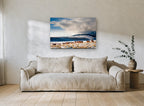 Winter Horse Muster landscape canvas print on the wall of a living room