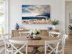 Winter Horse Muster landscape canvas print on the wall of a Hamptons dining room